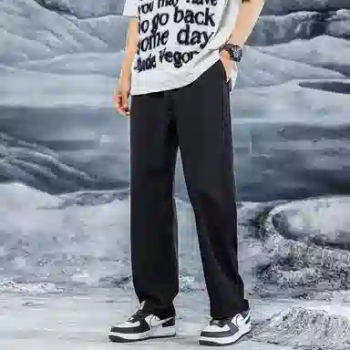 三体 问题系列 基础纯色宽松百搭垂感直筒美式复古高街潮牌时尚舒适薄款西装裤空调裤免烫显瘦透气商务多巴胺休闲裤 男女同款