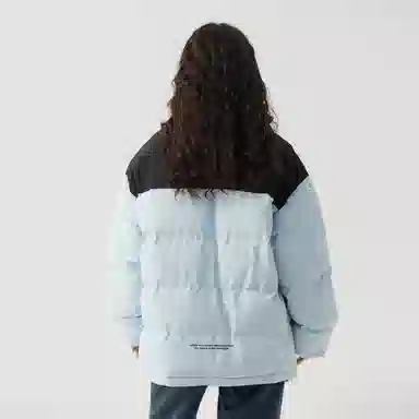 三体 人类的落日系列 简约基础款字母印花美式复古撞色拼接立领开衫百搭潮流加厚保暖舒适极寒户外长袖面包服棉服 男女同款