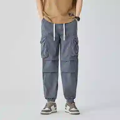 三体 松紧抽绳纯色基础多口袋褶皱束脚美式复古高街潮牌百搭舒适时尚城市机能风户外工装多巴胺学生无性别穿搭休闲裤 男女同款