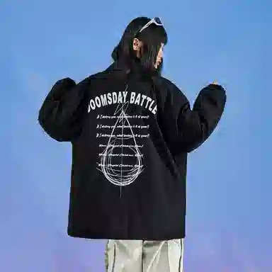 三体 水滴末日之战系列 基础款水滴字母印花美式复古休闲宽松户外机能风防风防水防寒加厚保暖潮牌教练棉服 男女同款