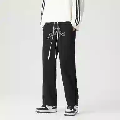 三体 末日之战系列 简约基础款纯色字母印花宽松学生多巴胺高街潮牌美式复古百搭舒适垂感自然中腰直筒日常通勤休闲裤 男女同款