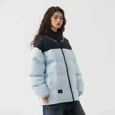 三体 人类的落日系列 简约基础款字母印花美式复古撞色拼接立领开衫百搭潮流加厚保暖舒适极寒户外长袖面包服棉服 男女同款