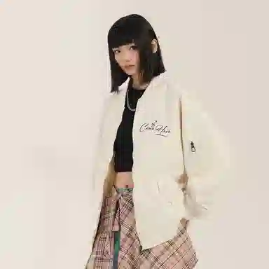 三体 红岸基地系列 美式复古简约基础款纯色字母印花休闲宽松学生多巴胺棒球服防风户外工装机能风飞行员服夹克外套 男女同款