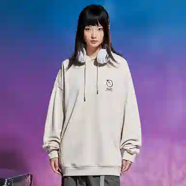 三体 文明符号系列 纯色多巴胺简约印花休闲百搭基础口袋宽松连帽套头重磅长袖卫衣 男女同款