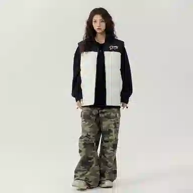 三体 末日之战系列 撞色拼接简约基础款字母印花保暖厚款舒适立领开衫背心户外工装机能风潮牌美式复古无袖马甲 男女同款