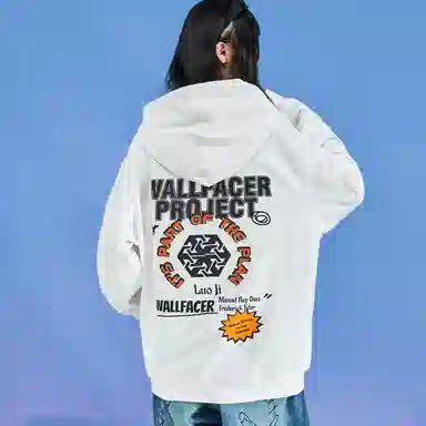 三体 面壁计划系列 复古经典休闲字母涂鸦印花宽松连帽透气防风长袖卫衣 男女同款