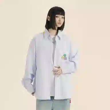 三体 你们都是虫子系列 复古美式简约基础款字母印花长款时尚百搭舒适透气薄款翻领条纹开衫休闲学生多巴胺长袖衬衫 男女同款