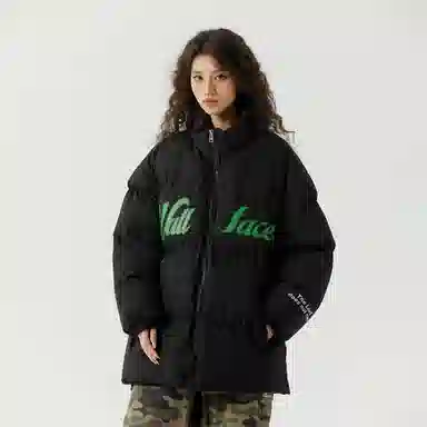 三体 面壁者系列 美式复古简约基础款字母印花加厚保暖防风防水防寒户外机能风宽松百搭立领开衫潮牌面包服棉服 男女同款