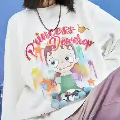 三体 露珠公主云天明的三个童话系列 卡通像宽松圆领套头美式高街简约通勤卫衣 男女同款