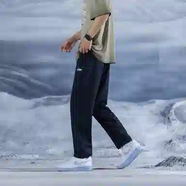 三体 水滴系列 冰丝垂感透气薄款简约基础直筒百搭宽松阔腿纯色美式复古高街潮牌学院风多巴胺学生显瘦时尚休闲裤 男女同款