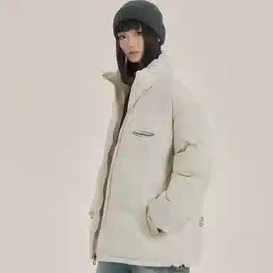 三体 文明系列 宽松保暖百搭纯色简约基础款字母印花防风防水防寒加厚美式复古立领开衫潮牌柔软舒适面包服棉服 男女同款