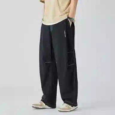 三体 纯色简约拉链美式复古高街潮牌时尚百搭舒适基础款日常学生多巴胺宽松直筒日系户外工装机能风户外防风速干休闲裤 男女同款