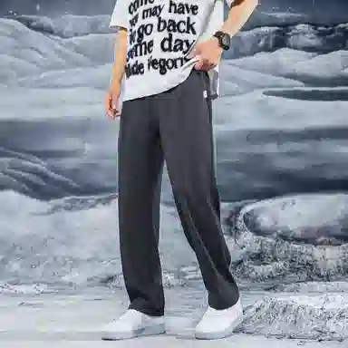 三体 问题系列 基础款纯色垂感自然直筒宽松阔腿百搭美式复古高街潮牌时尚舒适西装裤空调裤免烫商务多巴胺休闲裤 男女同款