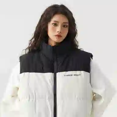 三体 文明系列 撞色拼接美式复古简约基础款字母印花百搭立领开衫户外工装机能风休闲宽松保暖加厚舒适防风无袖马甲 男女同款