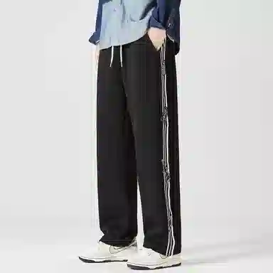 三体 水滴战舰末日之战系列 条纹撞色线条抽绳直筒宽松高街潮牌舒适时尚基础款学生多巴胺日常个性休闲裤 男女同款