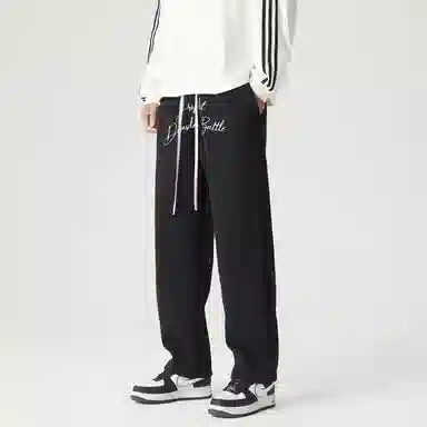 三体 末日之战系列 简约基础款纯色字母印花宽松学生多巴胺高街潮牌美式复古百搭舒适垂感自然中腰直筒日常通勤休闲裤 男女同款