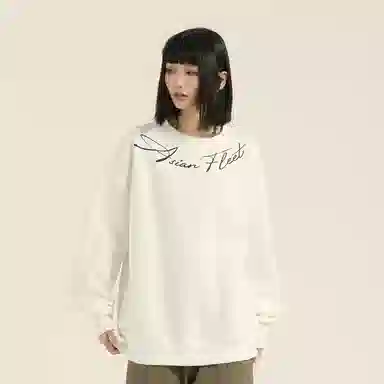 三体 太空军舰队系列 美式复古简约基础款字母印花宽松休闲百搭高街潮牌时尚舒适个性学生多巴胺重磅圆领套头长袖卫衣 男女同款