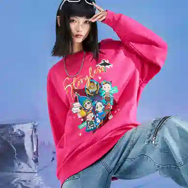 三体 云天明的三个童话系列 基础休闲纯色圆领套头美式长袖卫衣 男女同款