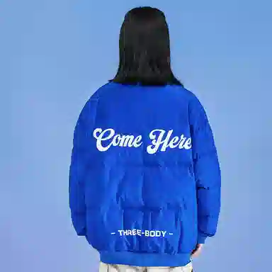 三体 红岸基地系列 含挎包字母徽章印花基础款宽松户外防水防风休闲保暖加厚立领羽绒服 男女同款