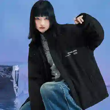 三体 三日凌空基础字母印花户外立领宽松加厚保暖休闲面包棉服 男女同款