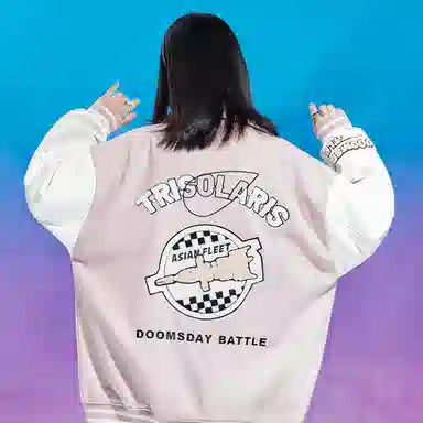 三体  战舰系列 美式复古高街潮牌拼接字母图案撞色简约基础款绣花多元素宽松休闲落肩袖飞行员教练学院风棒球服 男女同款