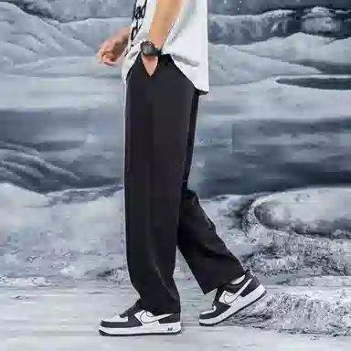 三体 问题系列 基础纯色宽松百搭垂感直筒美式复古高街潮牌时尚舒适薄款西装裤空调裤免烫显瘦透气商务多巴胺休闲裤 男女同款