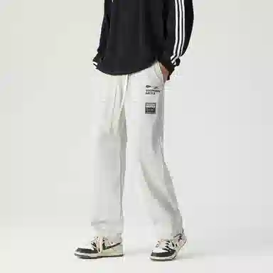 三体 末日之战系列 简约基础款字母印花宽松学生多巴胺高街潮牌复古美式百搭垂感自然中腰脚口抽绳两用直筒休闲裤 男女同款