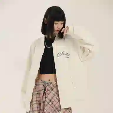 三体 红岸基地系列 美式复古简约基础款纯色字母印花休闲宽松学生多巴胺棒球服防风户外工装机能风飞行员服夹克外套 男女同款