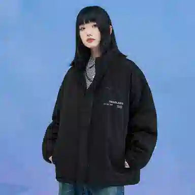 三体 三日凌空基础字母印花户外立领宽松加厚保暖休闲面包棉服 男女同款