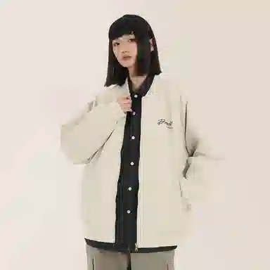 三体 水滴系列 美式复古简约基础款休闲宽松棒球领宽松开衫飞行员服户外工装机能风学生多巴胺日常通勤防风夹克外套 男女同款