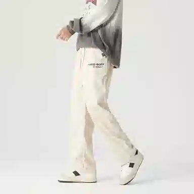 三体 不要回答系列 简约基础款字母印花美式复古宽松百搭垂感自然直筒多巴胺高街潮牌健身日常通勤时尚长裤休闲裤 男女同款