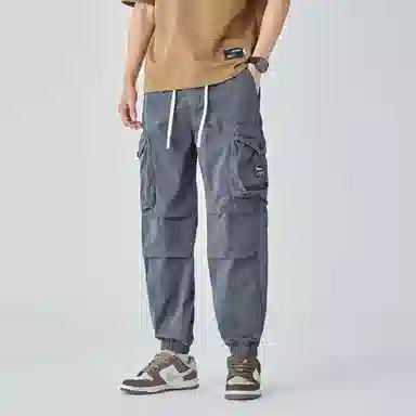 三体 松紧抽绳纯色基础多口袋褶皱束脚美式复古高街潮牌百搭舒适时尚城市机能风户外工装多巴胺学生无性别穿搭休闲裤 男女同款