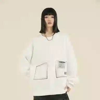 三体 符号系列 创意假口袋美式复古趣味字母印花简约休闲宽松圆领套头百搭长袖保暖学生多巴胺高街潮牌重磅卫衣 男女同款