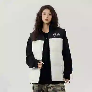 三体 末日之战系列 撞色拼接简约基础款字母印花保暖厚款舒适立领开衫背心户外工装机能风潮牌美式复古无袖马甲 男女同款