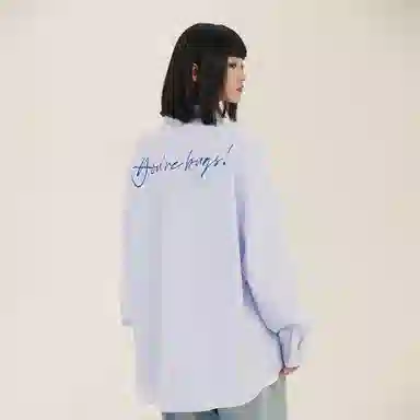 三体 你们都是虫子系列 复古美式简约基础款字母印花长款时尚百搭舒适透气薄款翻领条纹开衫休闲学生多巴胺长袖衬衫 男女同款