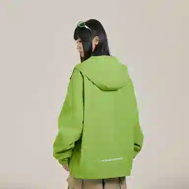 三体 简约纯色基础款字母印花宽松水防风登山连帽开衫机能风美式复古潮牌夹克外套 男女同款