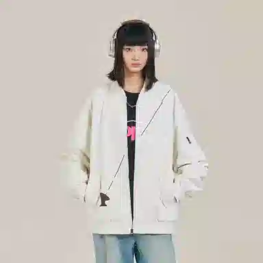 三体 简约基础款字母印花百搭休闲宽松棒球领开衫美式复古潮牌纯色户外工装机能风飞行夹克外套 男女同款