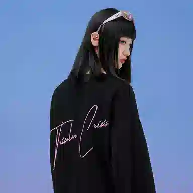 三体 水滴危机系列 简约字母绣花休闲宽松复古美式高街潮牌套头圆领百搭重磅基础款纯色学生多巴胺日常通勤卫衣 男女同款