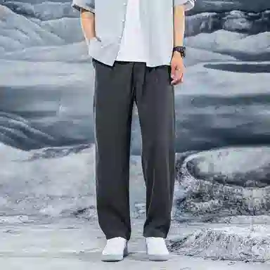 三体 水滴系列 简约基础纯色百搭宽松直筒垂感美式复古高街潮牌时尚舒适薄款免烫空调裤学生多巴胺显瘦速干休闲裤 男女同款