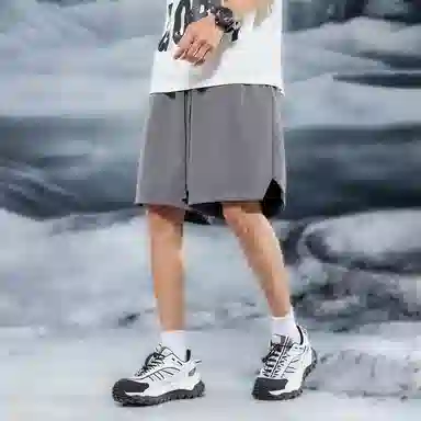 三体 问题系列  简约纯色基础百搭宽松直筒松紧系绳美式复古高街潮牌时尚舒适学生多巴胺个性薄款跑步健身休闲短裤 男女同款