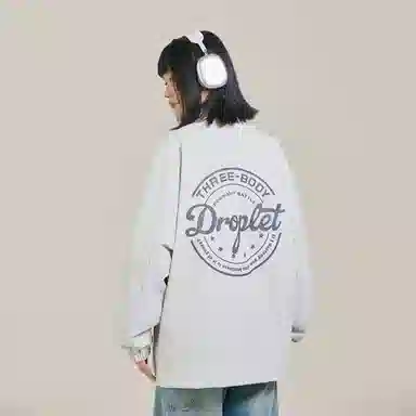 三体 水滴系列 简约基础款纯色字母印花休闲宽松百搭翻领开衫教练飞行服高街潮牌时尚舒适学生多巴胺防风夹克外套 男女同款