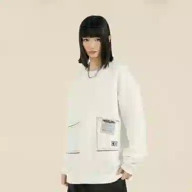 三体 符号系列 创意假口袋美式复古趣味字母印花简约休闲宽松圆领套头百搭长袖保暖学生多巴胺高街潮牌重磅卫衣 男女同款