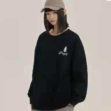 三体 美式复古基础款圆领套头宽松时尚百搭潮牌纯色简约个性重磅休闲长袖卫衣 男女同款