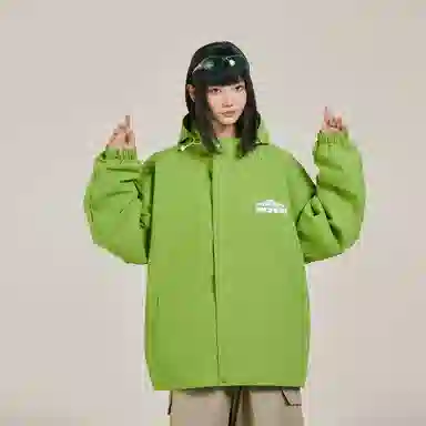 三体 简约纯色基础款字母印花宽松水防风登山连帽开衫机能风美式复古潮牌夹克外套 男女同款