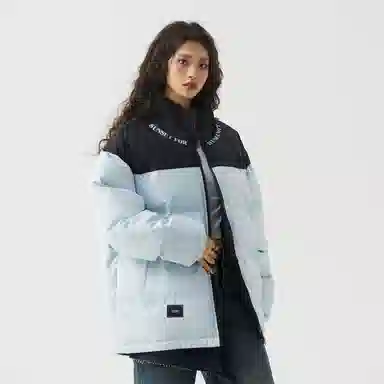 三体 人类的落日系列 简约基础款字母印花美式复古撞色拼接立领开衫百搭潮流加厚保暖舒适极寒户外长袖面包服棉服 男女同款