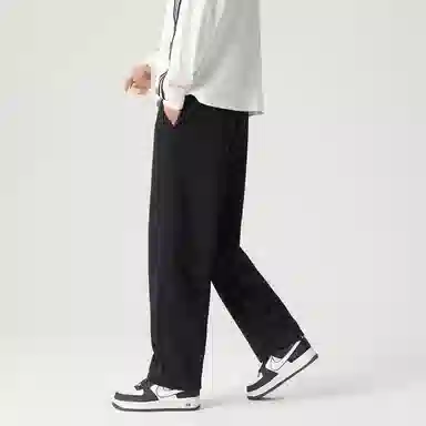 三体 末日之战系列 简约基础款纯色字母印花宽松学生多巴胺高街潮牌美式复古百搭舒适垂感自然中腰直筒日常通勤休闲裤 男女同款