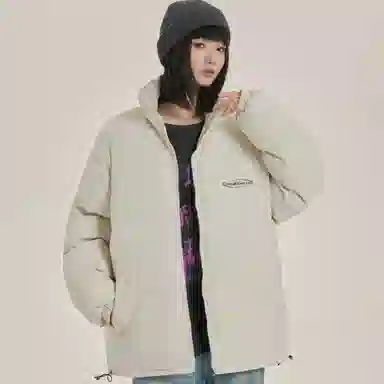 三体 文明系列 宽松保暖百搭纯色简约基础款字母印花防风防水防寒加厚美式复古立领开衫潮牌柔软舒适面包服棉服 男女同款