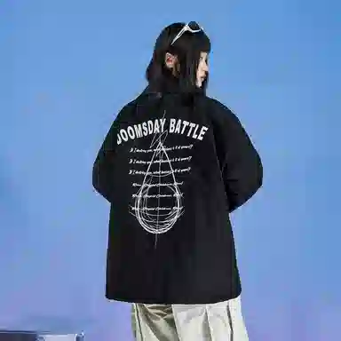 三体 水滴末日之战系列 基础款水滴字母印花美式复古休闲宽松户外机能风防风防水防寒加厚保暖潮牌教练棉服 男女同款