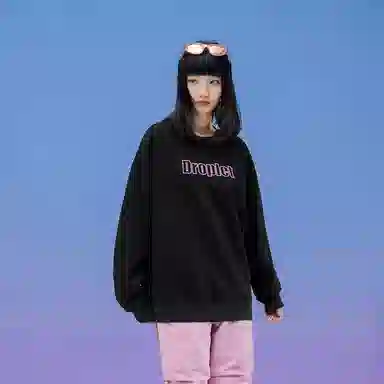 三体 水滴危机系列 简约字母绣花休闲宽松复古美式高街潮牌套头圆领百搭重磅基础款纯色学生多巴胺日常通勤卫衣 男女同款