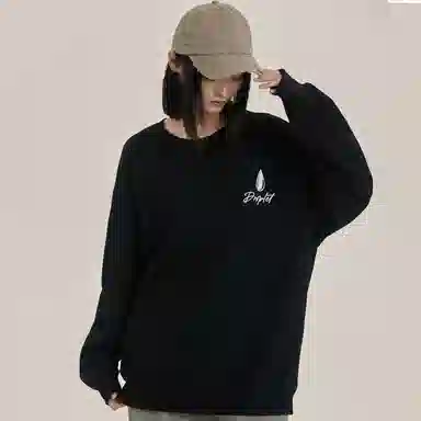 三体 美式复古基础款圆领套头宽松时尚百搭潮牌纯色简约个性重磅休闲长袖卫衣 男女同款